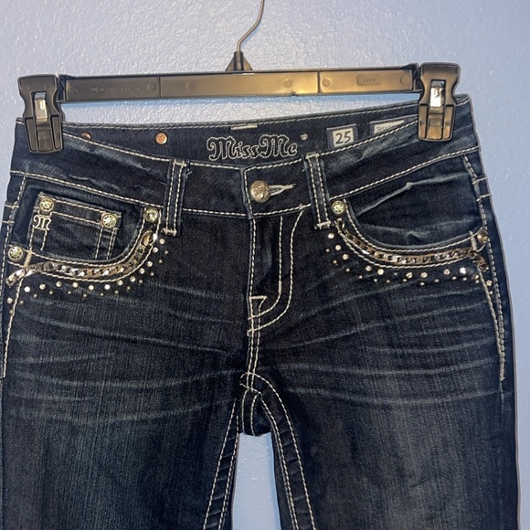Miss Me Bootcut Jeans - size 25 Thick Stitch Bling Chain. X - Picture 3 of 7